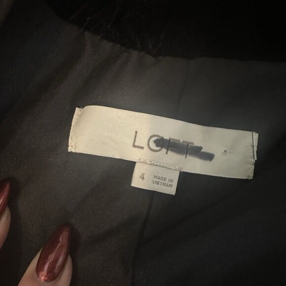 Loft Velvet Blazer Mini Pocket Dress Elegant Black Size 4 Cocktail Old Money - Picture 4 of 6